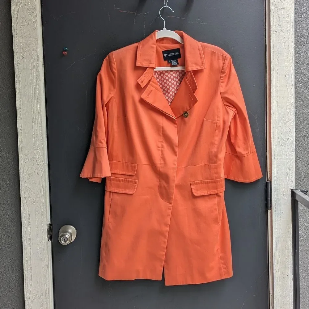 Etcetera Bell Sleeve Trenchcoat Peachy Coral - Picture 4 of 13